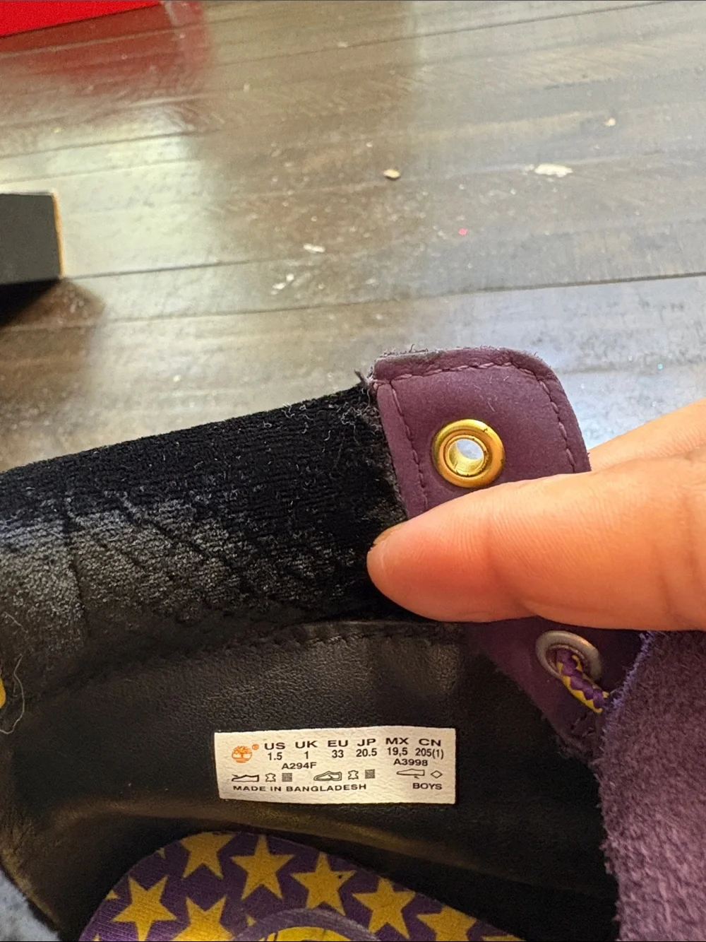Timberland Kids Purple and Yellow Lace-Up Waterproof Boot